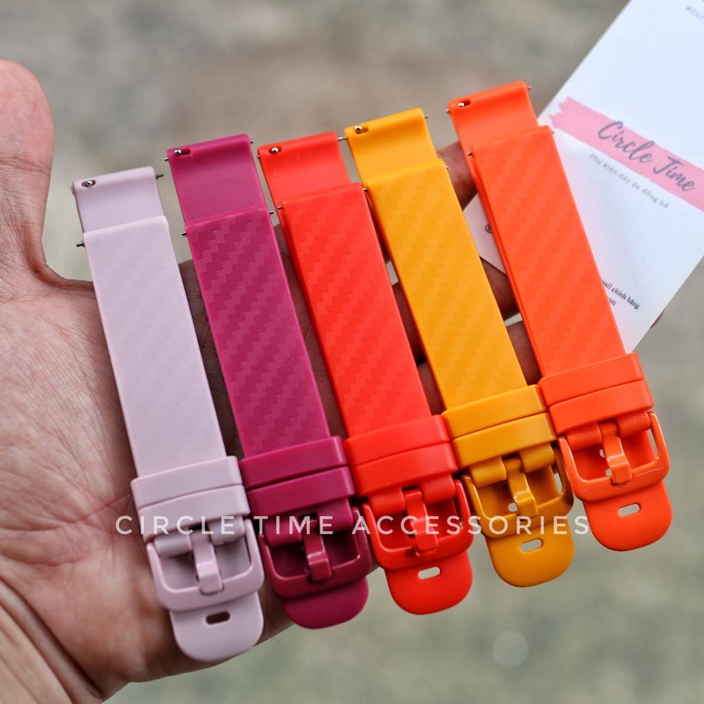 Dây đồng hồ cao su có vân carbon chốt thông minh size 20 và 22 cho đồng hồ truyền thống và đồng hồ thông minh - CT03F