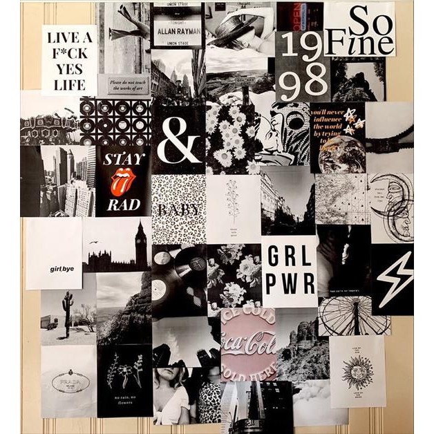 Wall Collage dán tường trang trí decor phòng ngủ - theme đen trắng