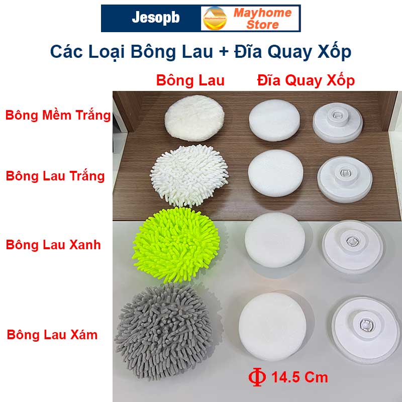 Bộ 18 Đầu Cọ  Lắp Cho Máy cọ chổi cọ điện máy chà bàn chải vệ sinh nhà tắm không dây Jesopb K129 Pin 4000mAh