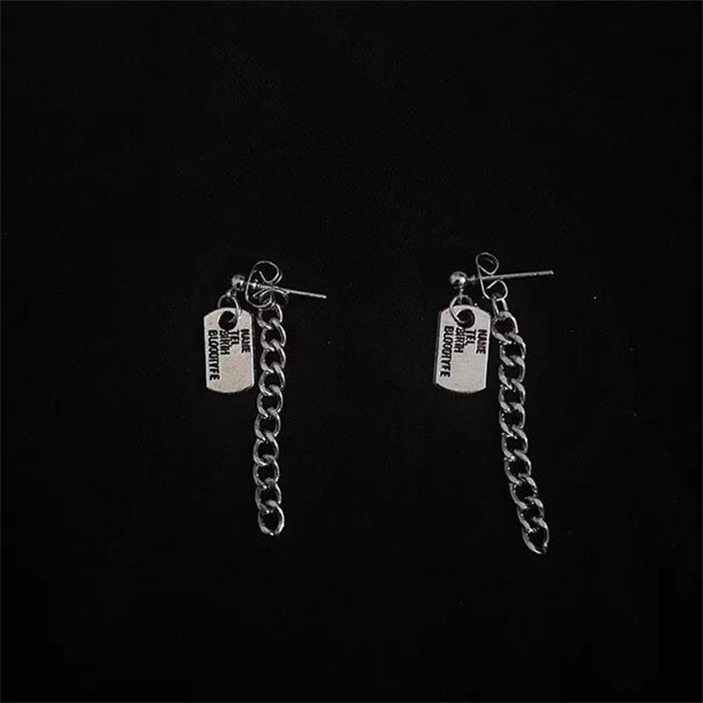 Khuyên tai kim loại dáng dài thiết kế đơn giản cá tính cho cả nam và nữ