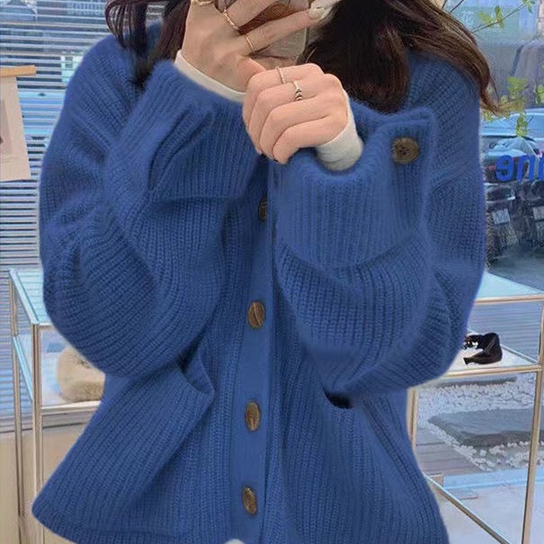 Áo Sweater Dệt Kim Phối Túi Lớn Kiểu Hàn Quốc Dễ Thương Cho Nữ