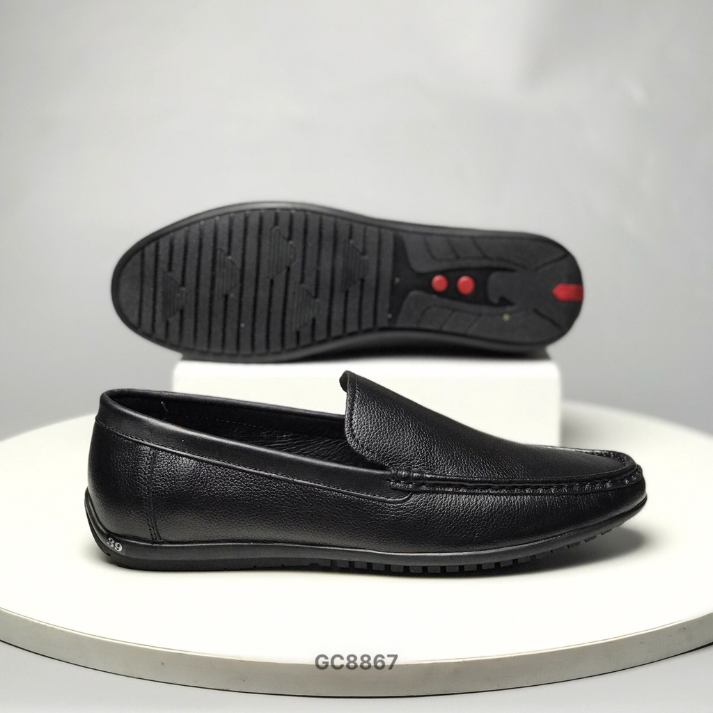 Giày mọi nam BQ ❤️FREESHIP❤️ Giày cỏ trơn đơn giản da bò thật 100% đế bằng GC8867