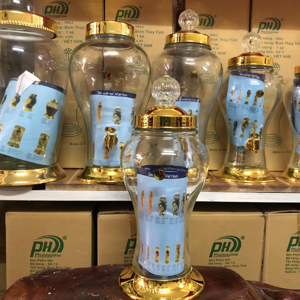 BÌNH NGÂM RƯỢU THỦY TINH CAO CÂP  3 Lít  SX TẠI VIỆT NAM - THỦY TINH BẮC HẢI