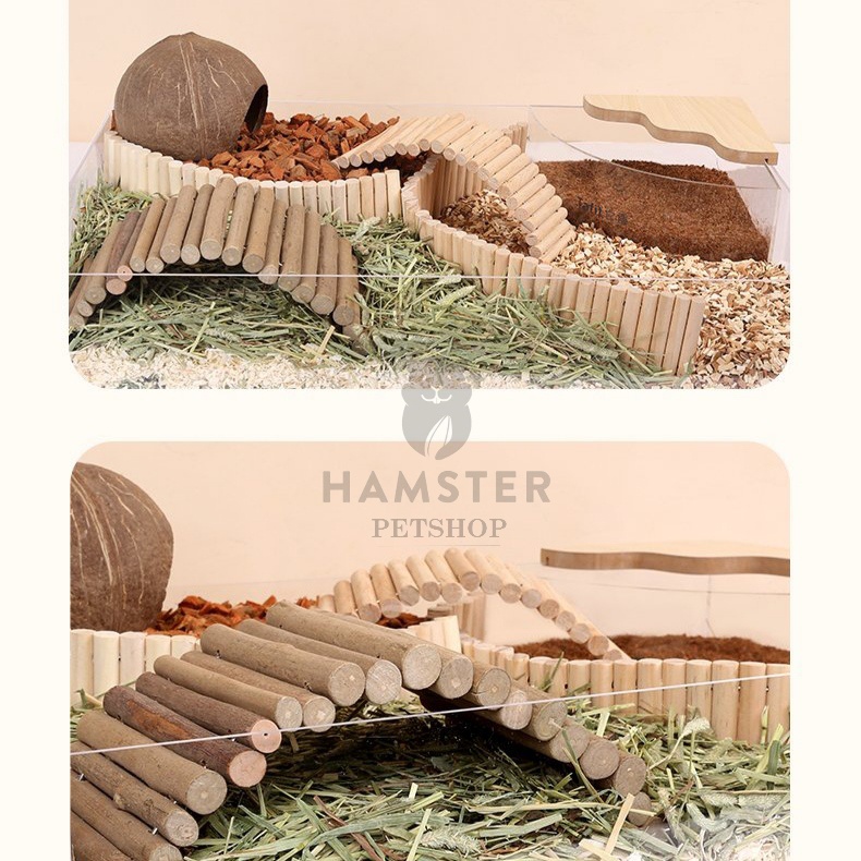 Thang gỗ uốn đa năng , đồ chơi  trang trí chuồng cho Hamster