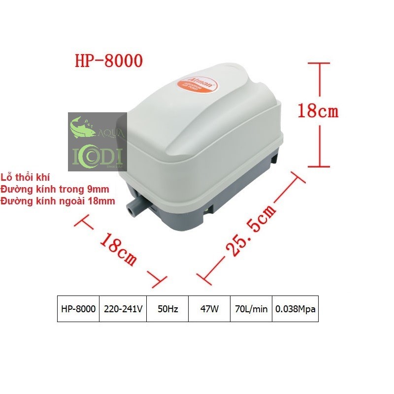 Máy sủi oxy cho bể cá Atman HP-4000 HP-8000 HP-12000