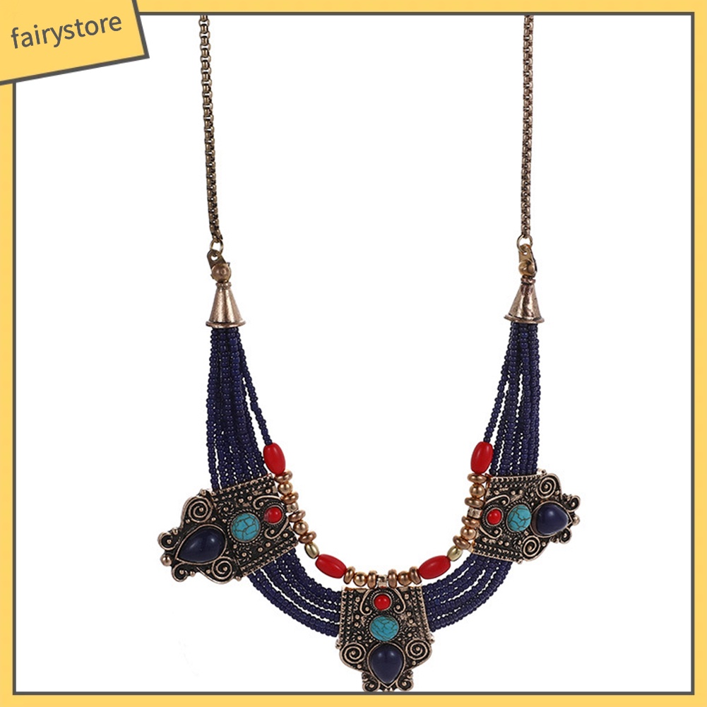 Vòng cổ hợp kim đính đá phong cách boho tùy chọn màu sắc