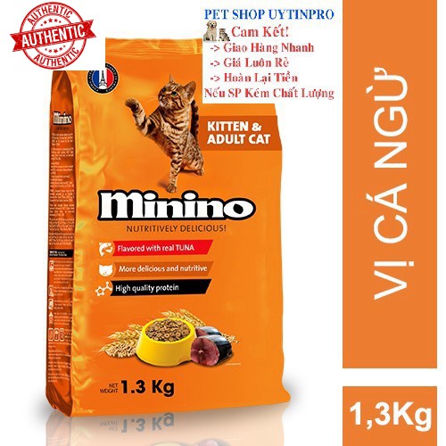 [Mã giảm giá] THỨC ĂN CHO MÈO Minino dạng hạt Gói 1.3kg thương hiệu pháp