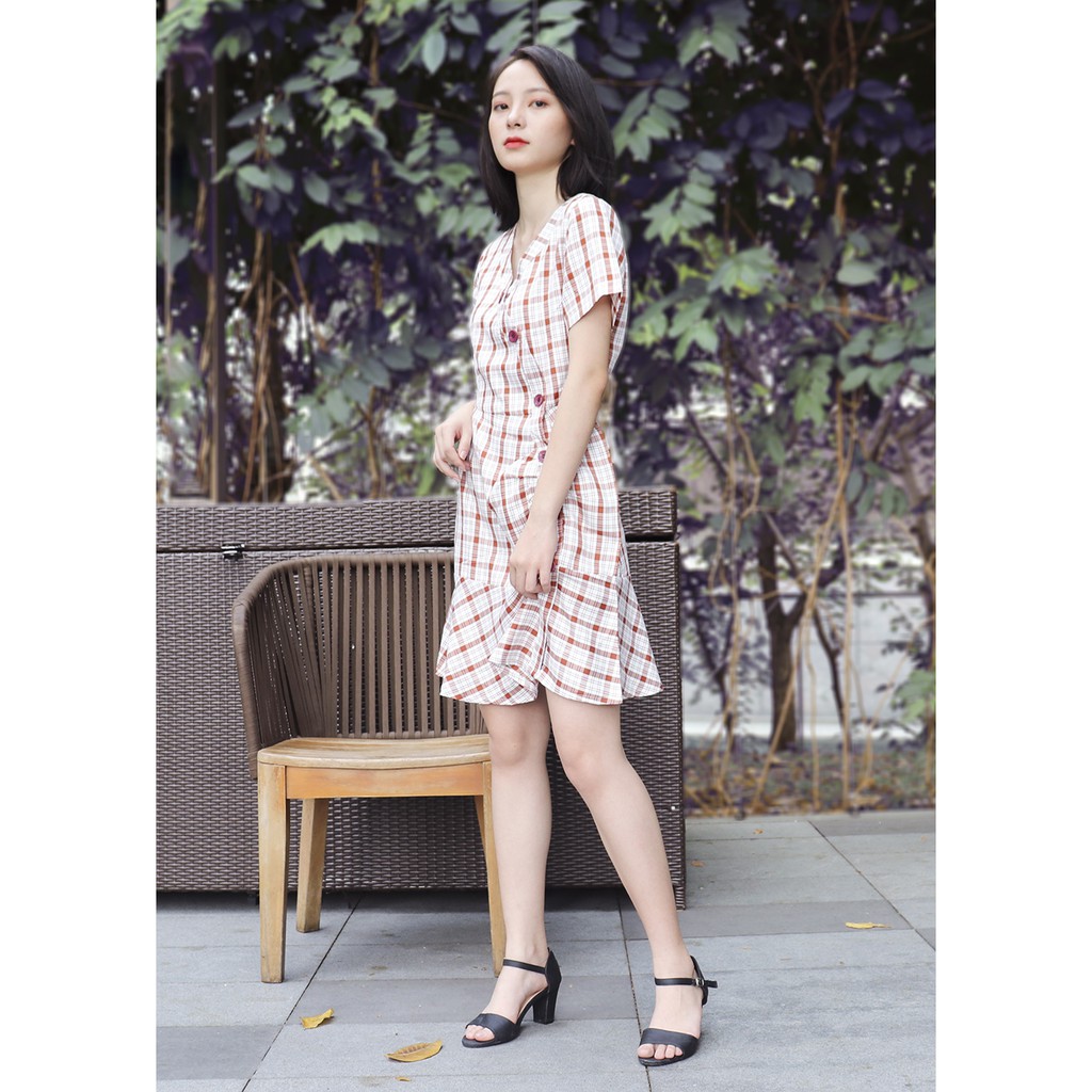 [Mã SKAMSALEP6 giảm 10% tối đa 100K đơn 150K] Đầm váy caro nữ thắt eo moD004 | BigBuy360 - bigbuy360.vn