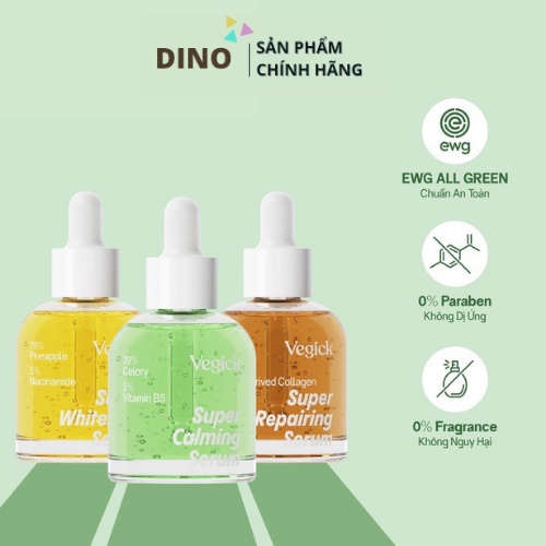 Bộ 3 sản phẩm tinh chất dưỡng da Vegick Super Serum