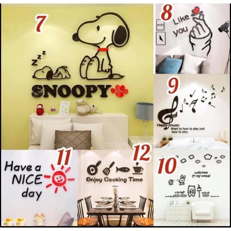 Decal  tranh mica dán tường 3D - DECO phòng cực xinh dễ dán