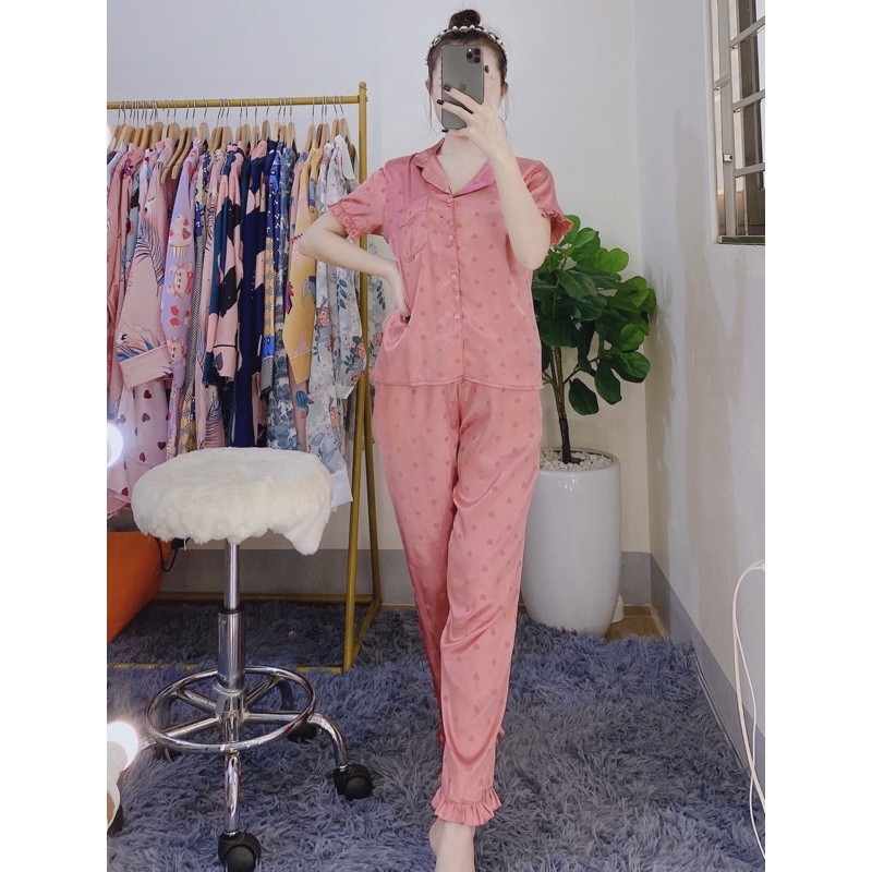 Bộ Pijama Lụa Gấm Bi Viền Bèo | BigBuy360 - bigbuy360.vn