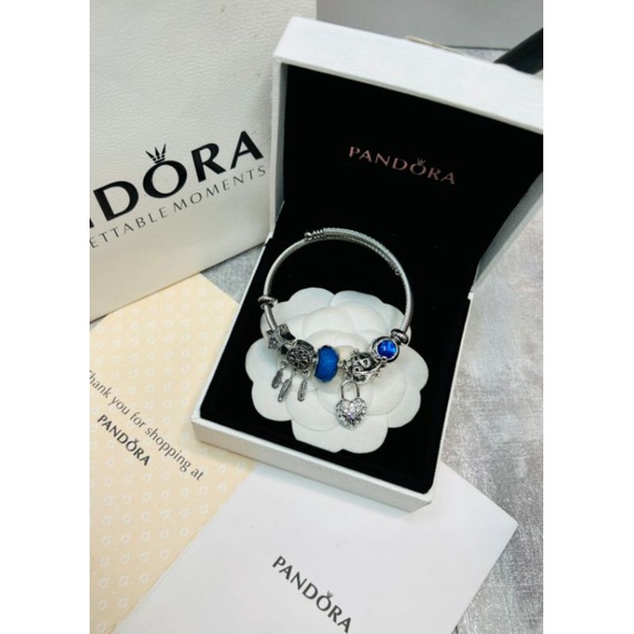 Vòng Tay charm/Lâc tay Pandora đính đá mạ bạc nhiều mẫu -Phụ kiện xinh,dễ thương cho Nữ