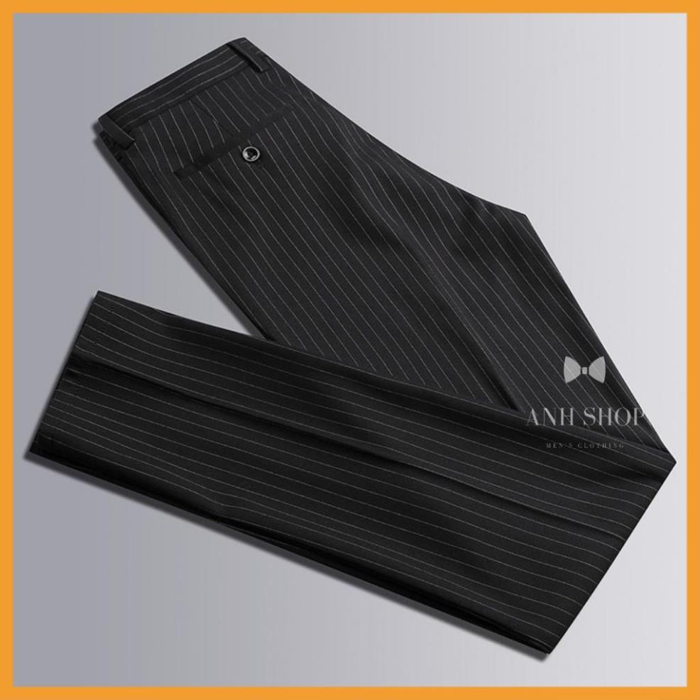 Quần tây nam kẻ sọc Hàn Quốc, Quần kẻ sọc trẻ trung năng động phối siêu đẹp với sơ mi và giày da, giày lười...