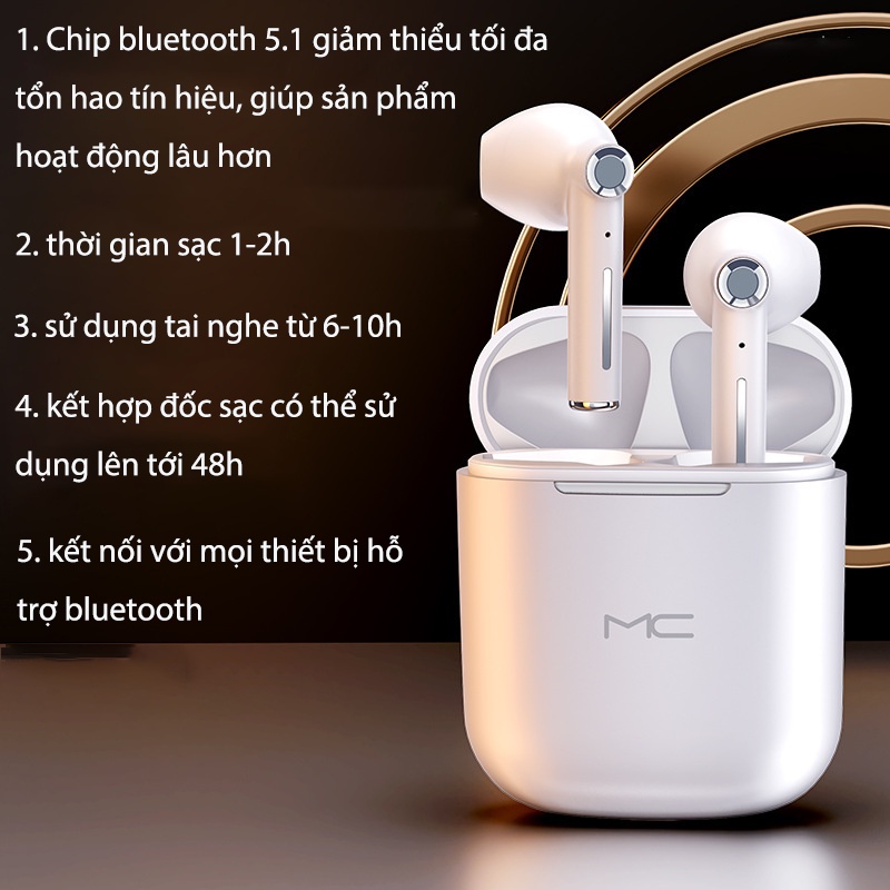 Tai nghe Bluetooth 5.1 MC không dây Chống Ồn gaming cho ĐT táo Samsung Huawei xiaomi Android laptop pc #22