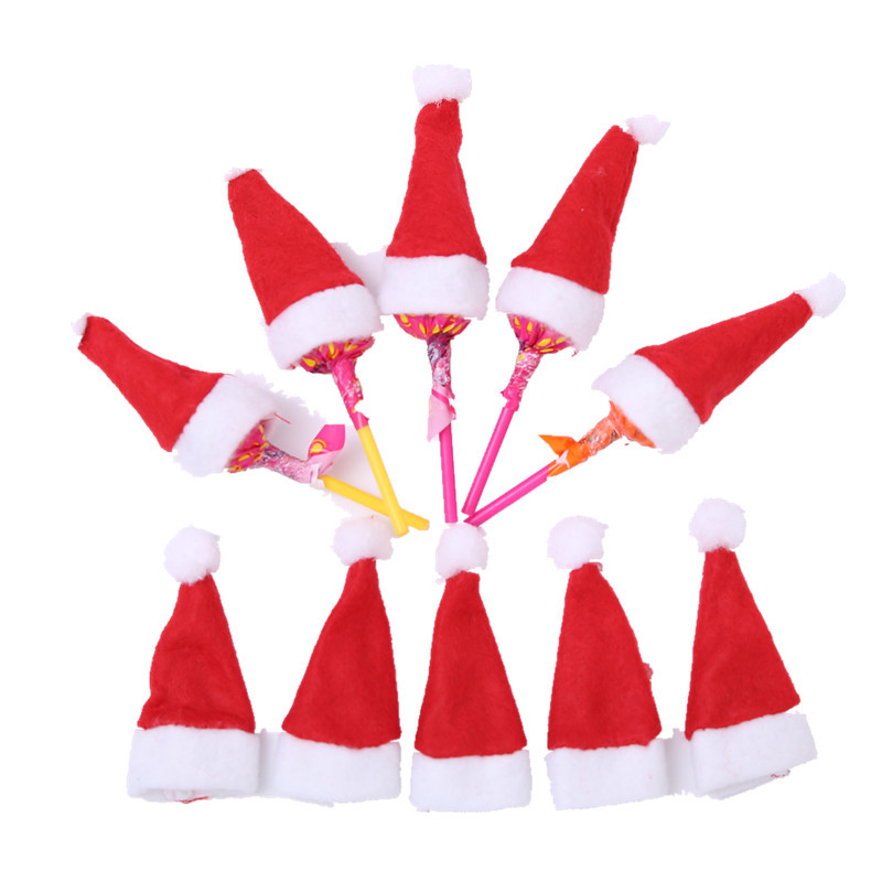 Set 6 Mũ Ông Già Noel Trang Trí Kẹo Mút Dịp Giáng Sinh Cho Nhà Bếp/Tiệc Tùng