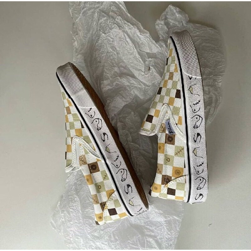 Giày Vans Lười Kẻ Caro Phong Cách Ulzzang