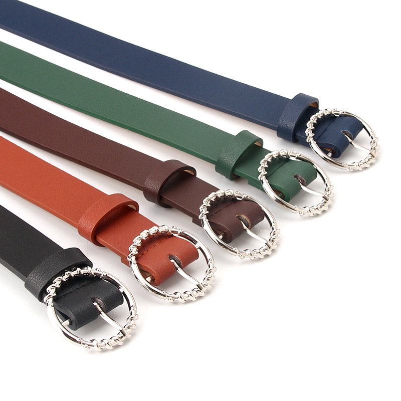 Thắt Lưng Khóa Tròn Họa Tiết Thời Trang Phong Cách Hàn Quốc Cho Nữ