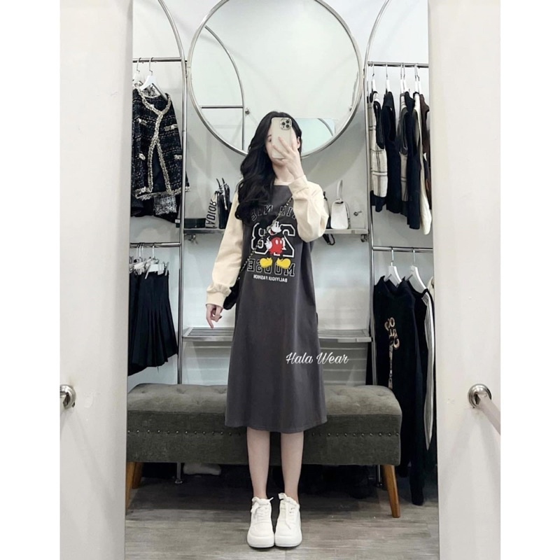 Đầm Len Nhung Dáng Suông Dài Thu Đông Siêu Xinh