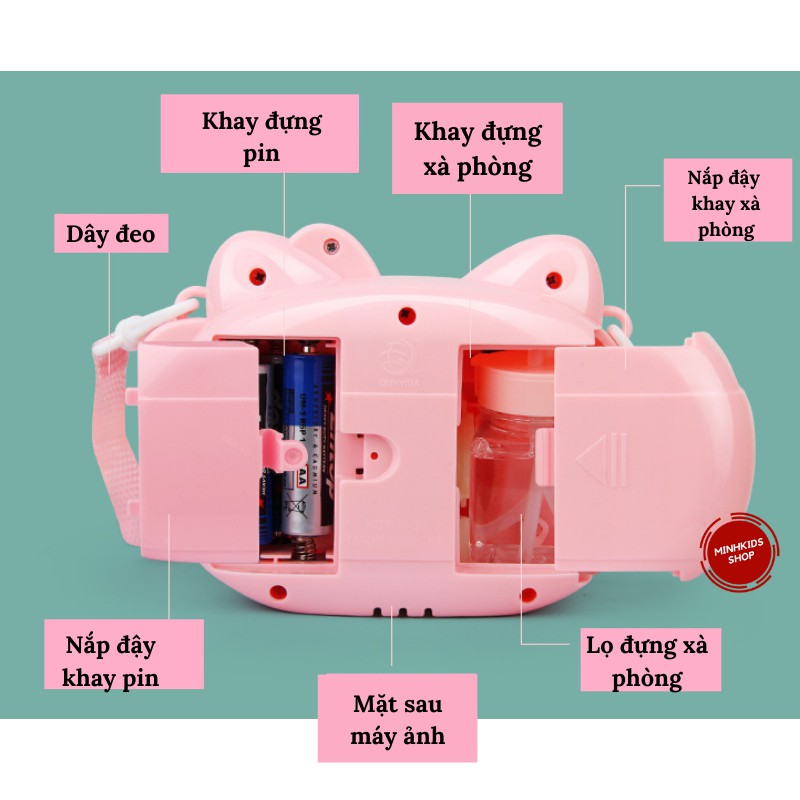 Đồ Chơi Thổi Bong Bóng Phát NhạcTự Động MinhKids Shop Có Hình Máy Ảnh Kitty Dễ Thương Cho Bé Chơi Không Lo Bẩn Tay