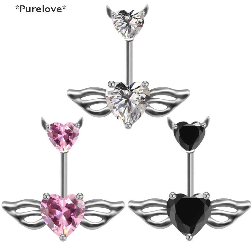 [Purelove] Khuyên Rốn Đính Pha Lê Hình Trái Tim Đôi Cánh Thời Trang