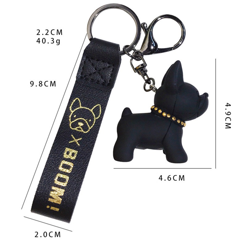 Móc khóa da PU hình chó Bull thời trang