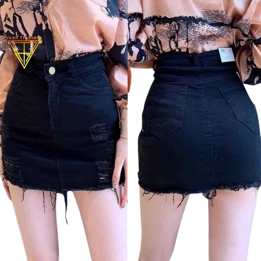 Quần giả váy kaki nhung co dãn Jean TH Store cào rách cá tính phong cách ulzzang