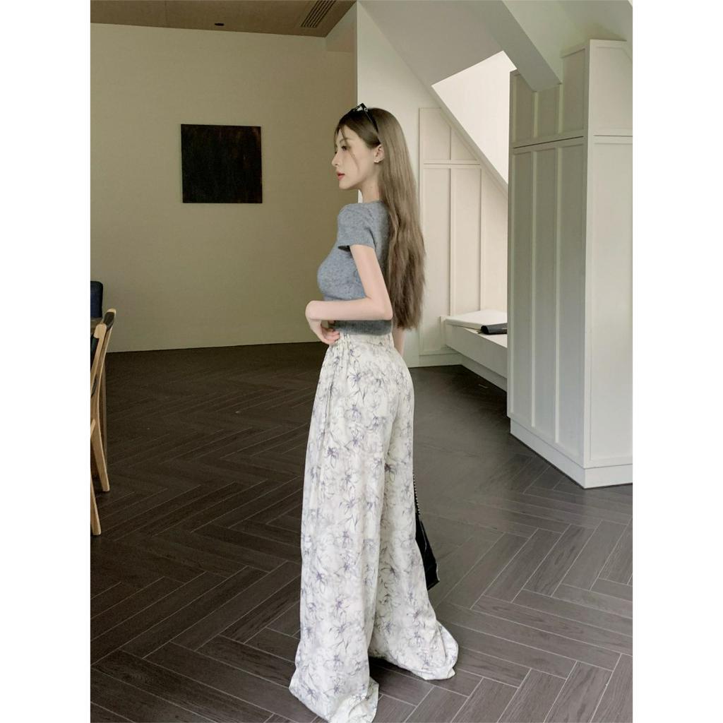 ZHELIHANGFEI Áo Thun Dệt Kim Ngắn Tay Cổ Vuông Hở Rốn Thiết Kế Độc Đáo Ngọt Ngào Cho Nữ