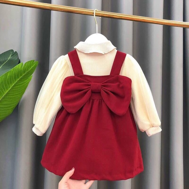 Váy nhung nơ tiểu thư cho bé 9-20kg
