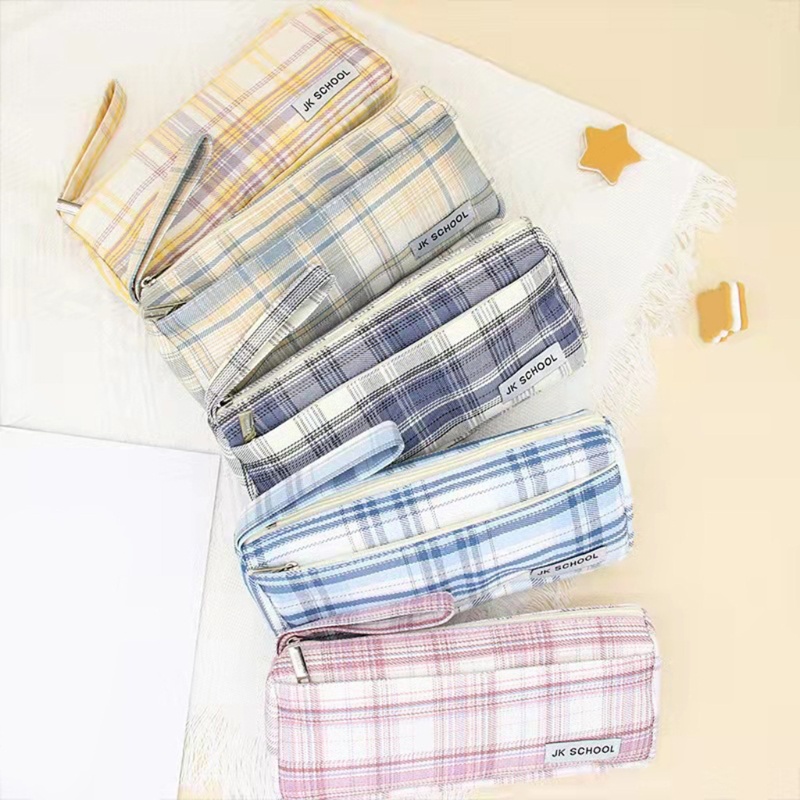 Túi Đựng Bút Bằng Vải Canvas 2 Lớp Sức Chứa Lớn Có Khóa Kéo Tiện Dụng