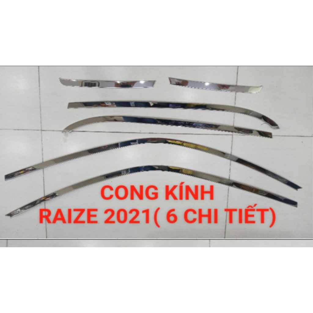 Bộ Nẹp viền Cong Kính Xe Toyota Raize 2022-2021 Mẫu Inox Cao Cấp
