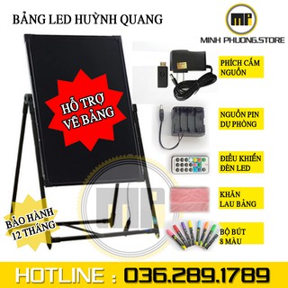 Bảng Led Huỳnh Quang, Bảng Led Dạ Quang cỡ 60x80cm (Full phụ kiện+giá đỡ, hỗ trợ vẽ bảng cho khách hàng)