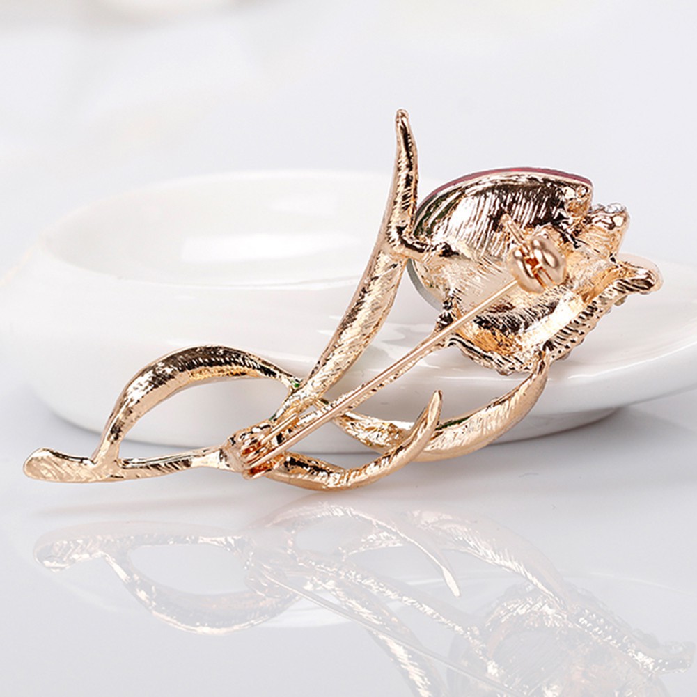 Ghim cài áo tạo hình bông hoa tulip phối đá nhân tạo đẹp mắt cho nữ