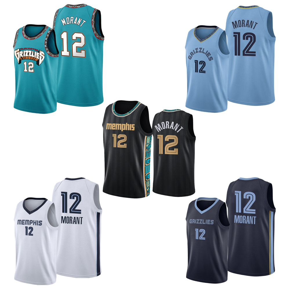 Áo Thun Bóng Rổ Thêu Chữ Memphis Grmphis # 12 Moorant