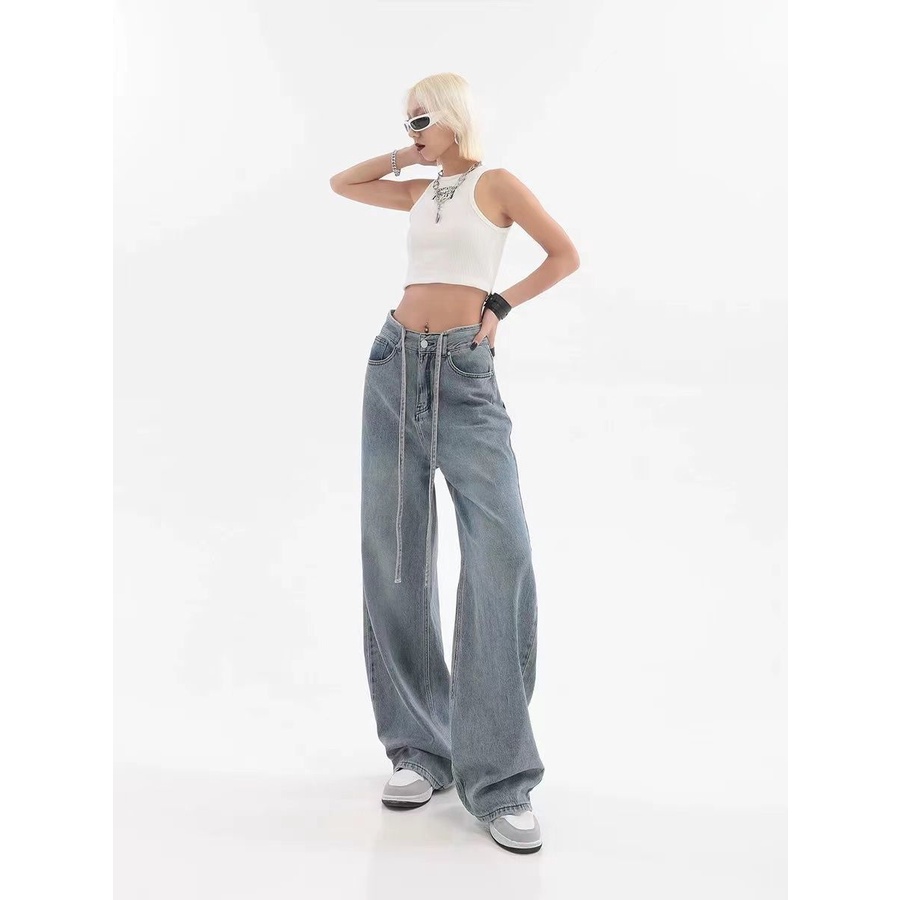 Quần Jeans Nữ Lưng Cao Ống Rộng Thời Trang Hàn Quốc Mới
