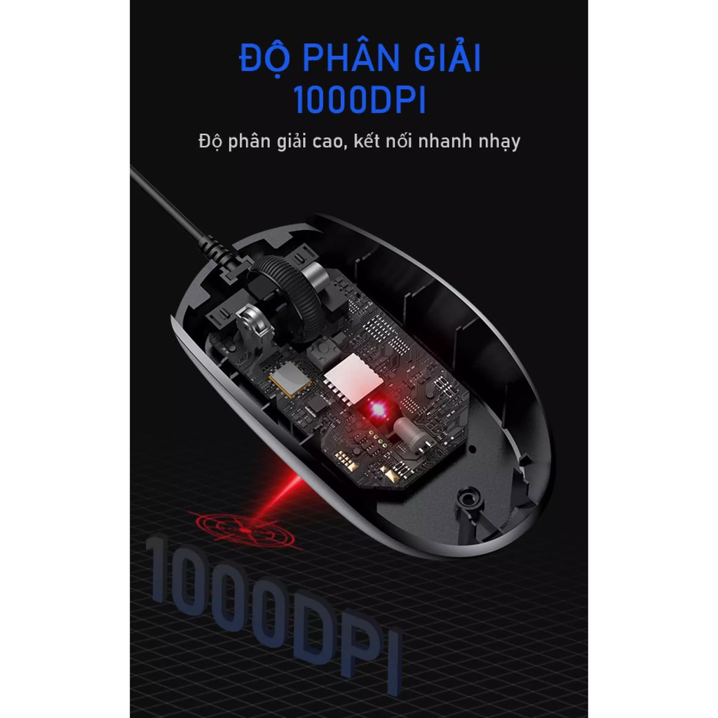 Chuột Quang Có Dây ROBOT M120 - Độ Phân Giải 1000 DPI - Bảo Hành 12 Tháng