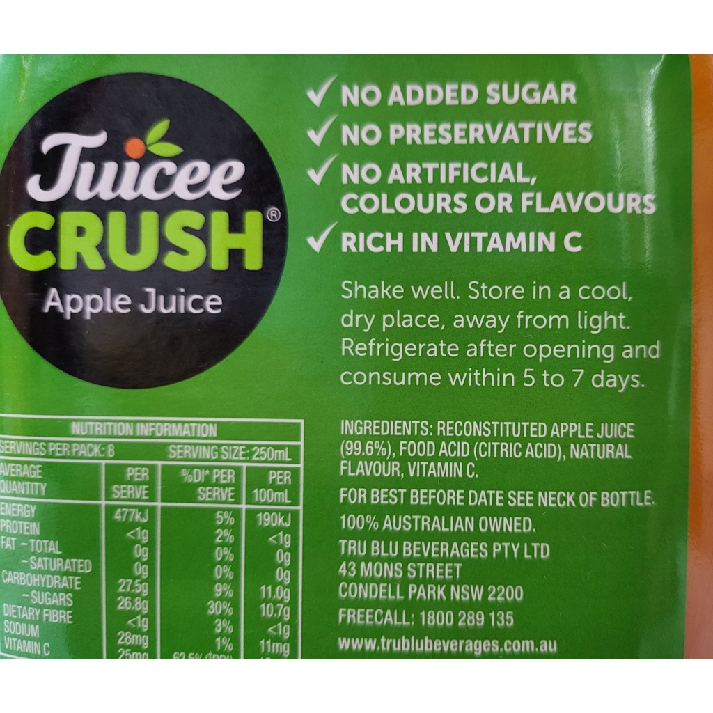 [Bình 2 Lít] NƯỚC ÉP TÁO [Australia] JUICEE CRUSH Apple Juice