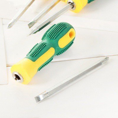 Tua vít 2 đầu  Cán nhựa chống trượt màu vàng xanh dài 18cm, cầm tay nhỏ gọn tiện lợi