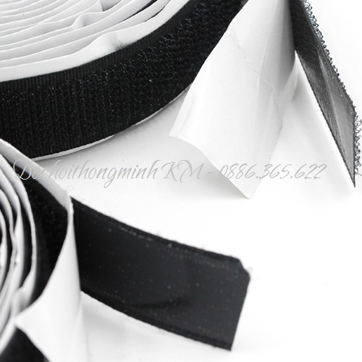 1 MET Velcro bản rộng 5cm có sẵn keo dán 2 mặt móc + bông màu đen