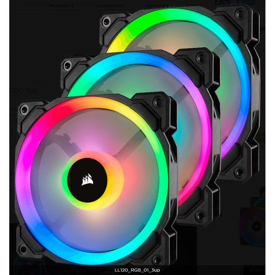 Fan case Corsair LL120/QL120 RGB 120mm RGB LED PWM Fan (Pack 3)