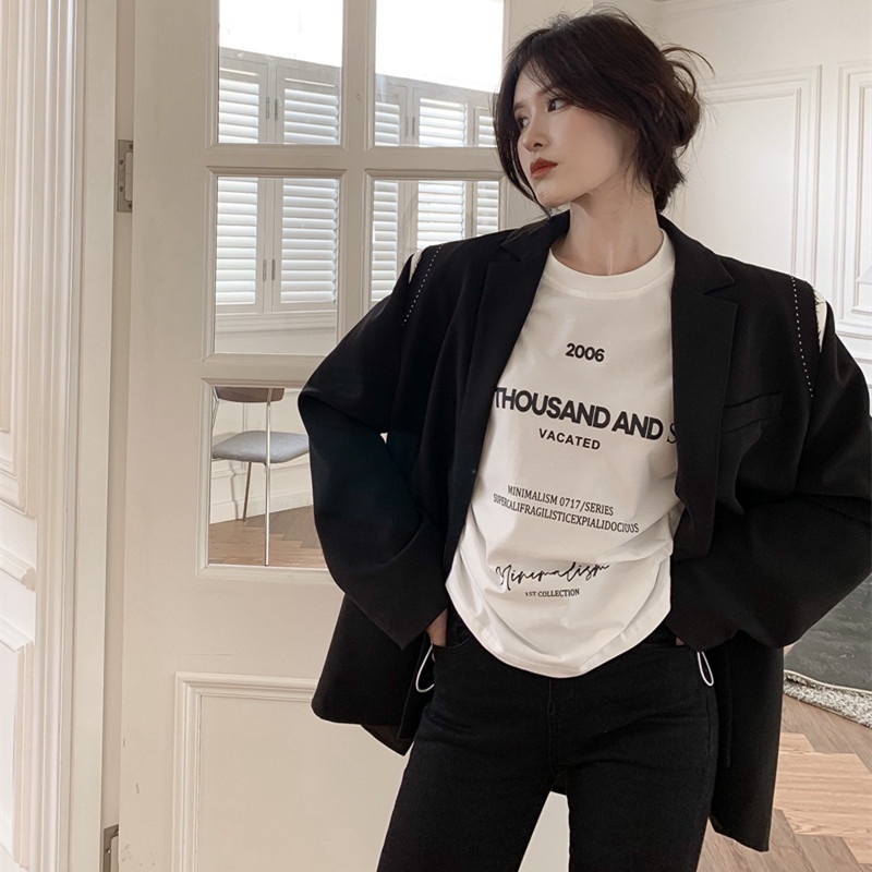 Áo Thun Tay Ngắn Dáng Rộng Phối Dây Rút Thời Trang Trẻ Trung Cho Nữ