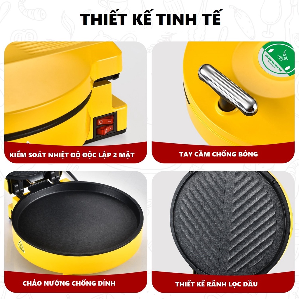 Máy kẹp nướng bánh mì, ép nướng bánh mỳ dài làm đồ ăn sáng và kinh doanh Chính hãng CÁT Á