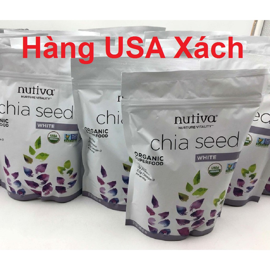 Chia Trắng Nutiva Xách Tay Mỹ Organic 💝FREESHIP💝 Nutiva White Chia Seed Hữu Cơ 343g Hàng Date Mới Liên Tục