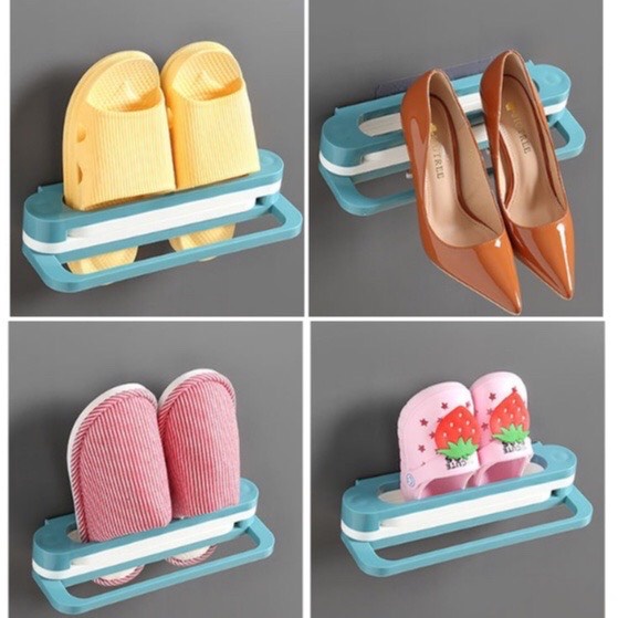 Thanh treo dép nhà tắm dán tường 3in1, giá kệ treo giày khăn tắm đa năng