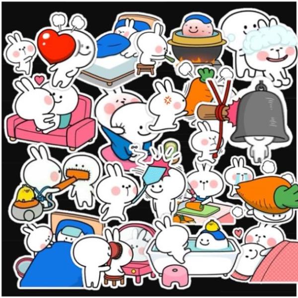 [STICKER 1K] SET 50 STICKER THỎ CUTE SIÊU CHẤT DÁN TRANG TRÍ ĐT LAPTOP VALI TƯỜNG TỦ KỆ MŨ BẢO HIỂM XE MÁY NOTEBOOK