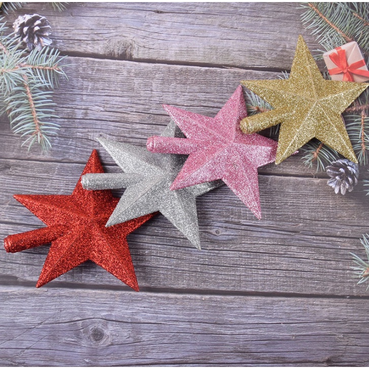 Ngôi Sao Đỉnh Nhũ Kim Tuyến SD01 Trang trí Cây Thông, Trang Trí Noel Giáng Sinh