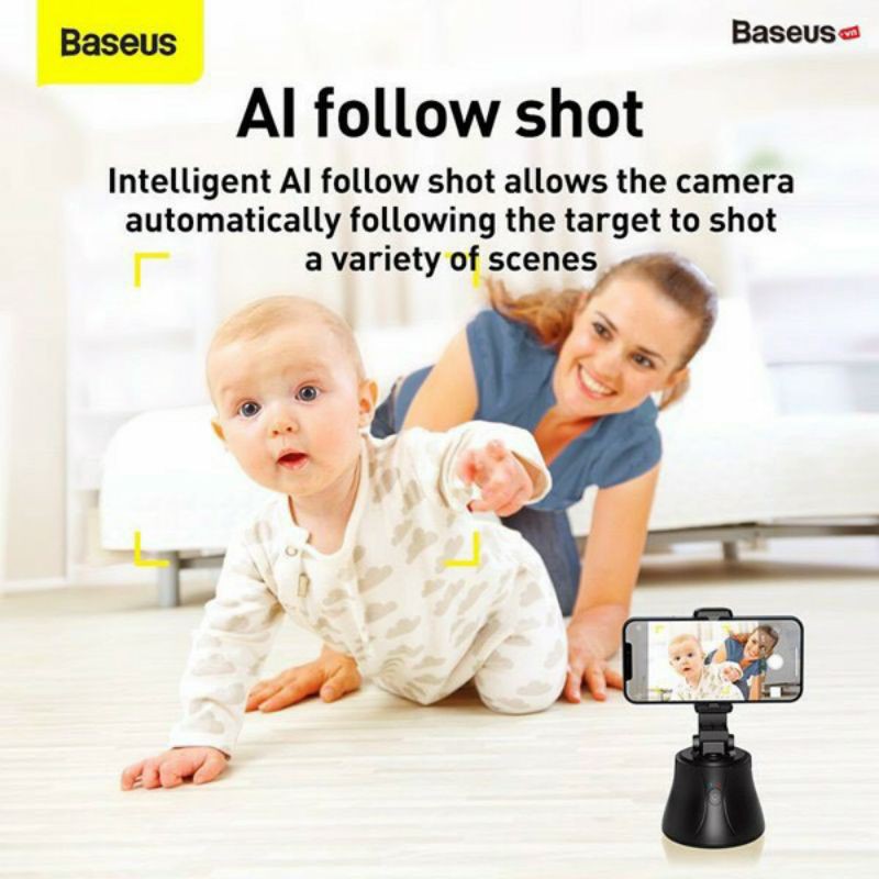 Đế giữ điện thoại thông minh, Auto-Tracking chuyển động 360°AI Baseus LV882-BK