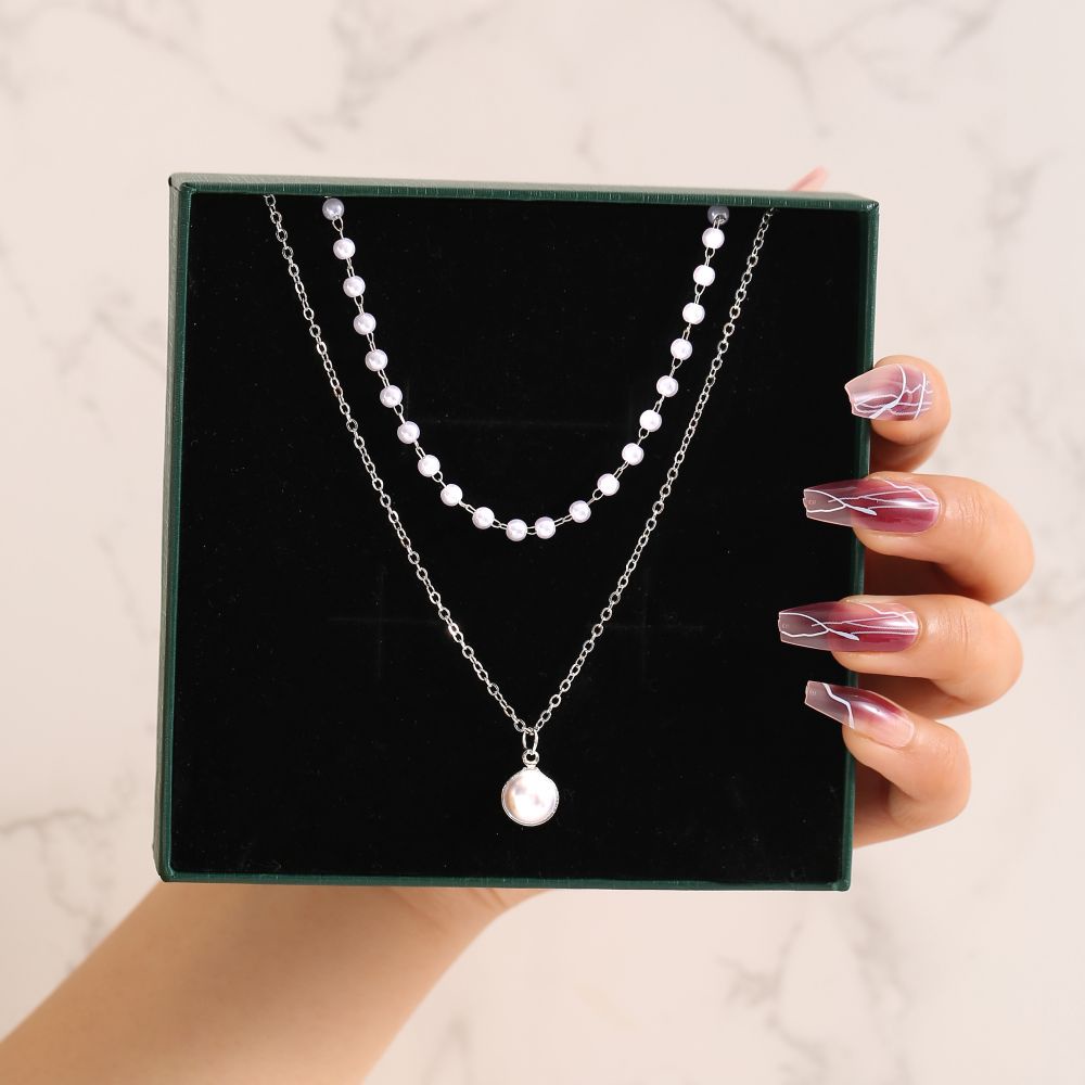 IF ME Vòng cổ Nhiều Lớp Mặt Hình Bướm/Rắn Đính Ngọc Trai Phong Cách Vintage