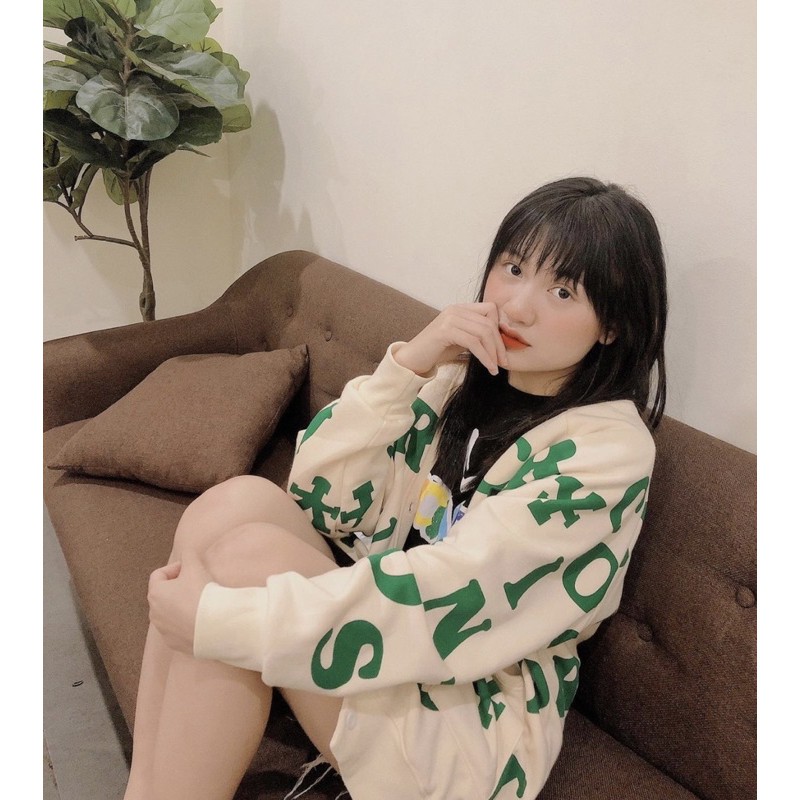 Áo khoác cardigan chữ cái (về thêm hoạ tiết trái tim)