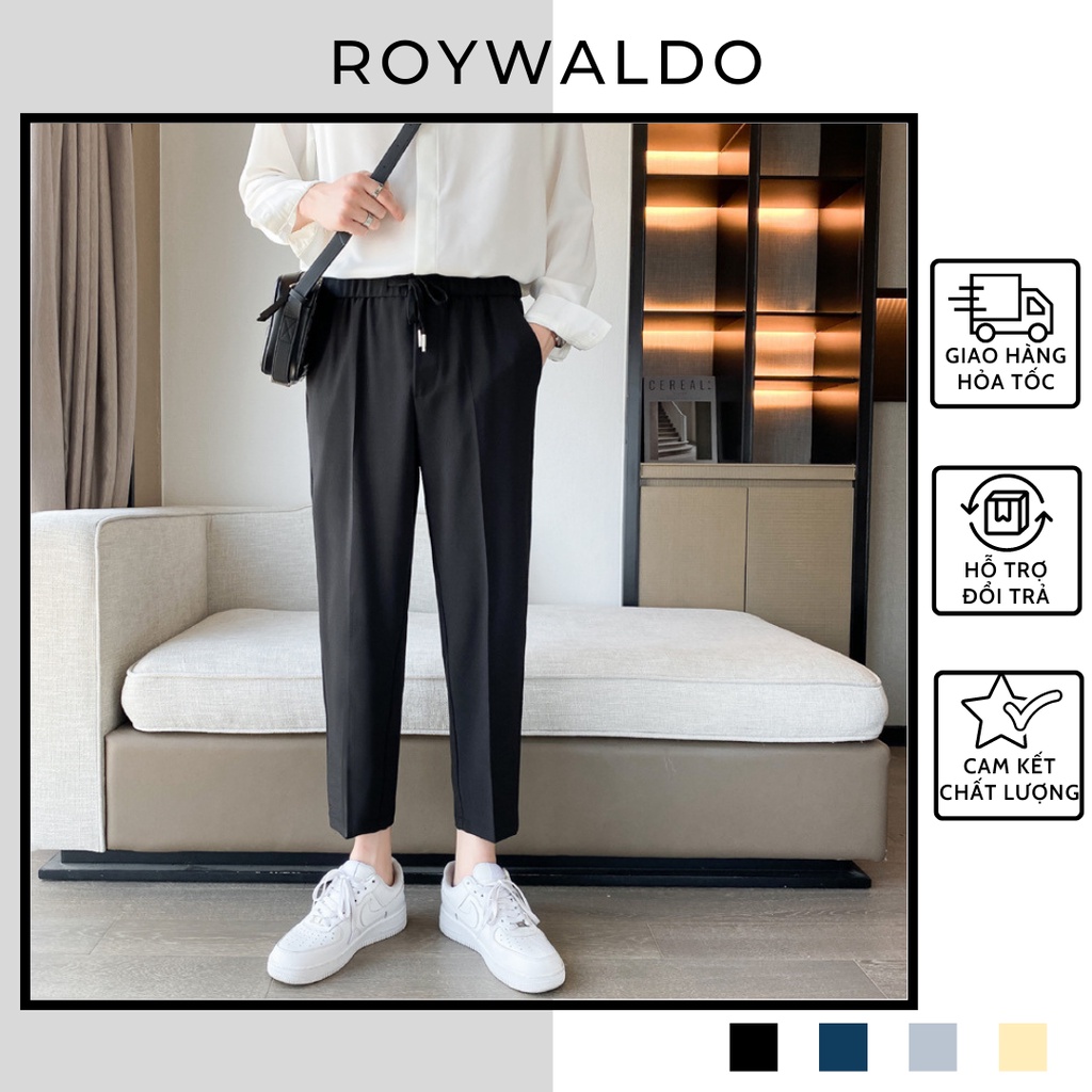 Quần âu nam cạp chun form baggy Roywaldo, Quần vải nam baggy ống suông phong cách ulzzang trẻ trung hot trend 2022