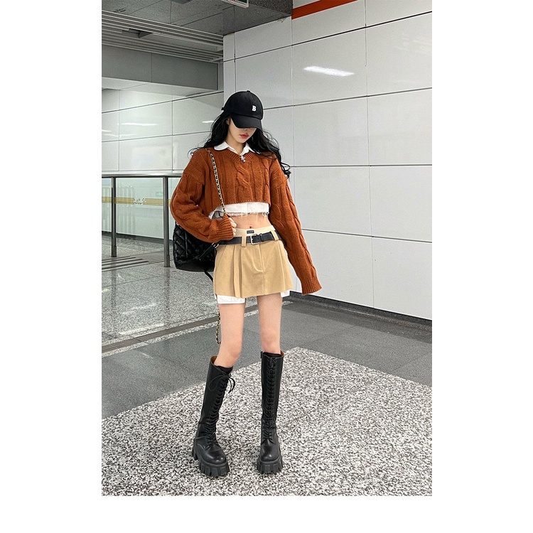 Chân Váy Chữ a Lưng Cao Phong Cách Retro Thời Trang Xuân Hè Kiểu Mới
